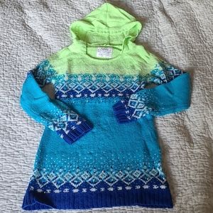 Justice winter blue tunic with hood. Size 8